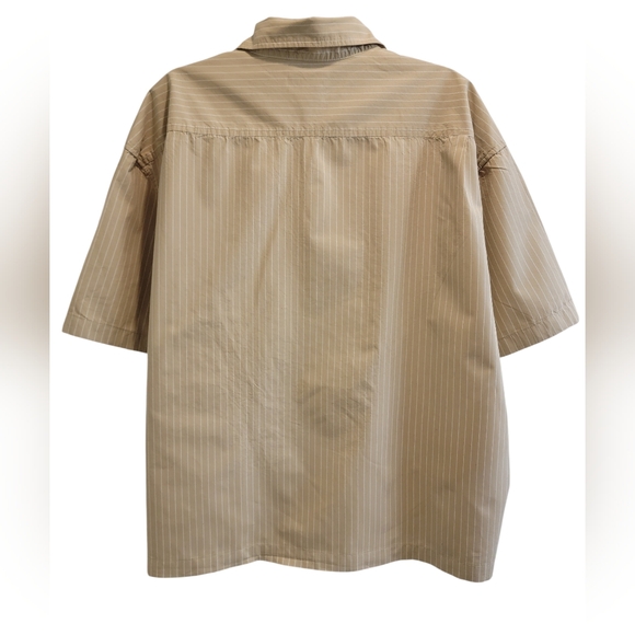 OLD NAVY MEN'S KHAKI STRIPED OVERSIZED SHIRT NWOT - Picture 2 of 3